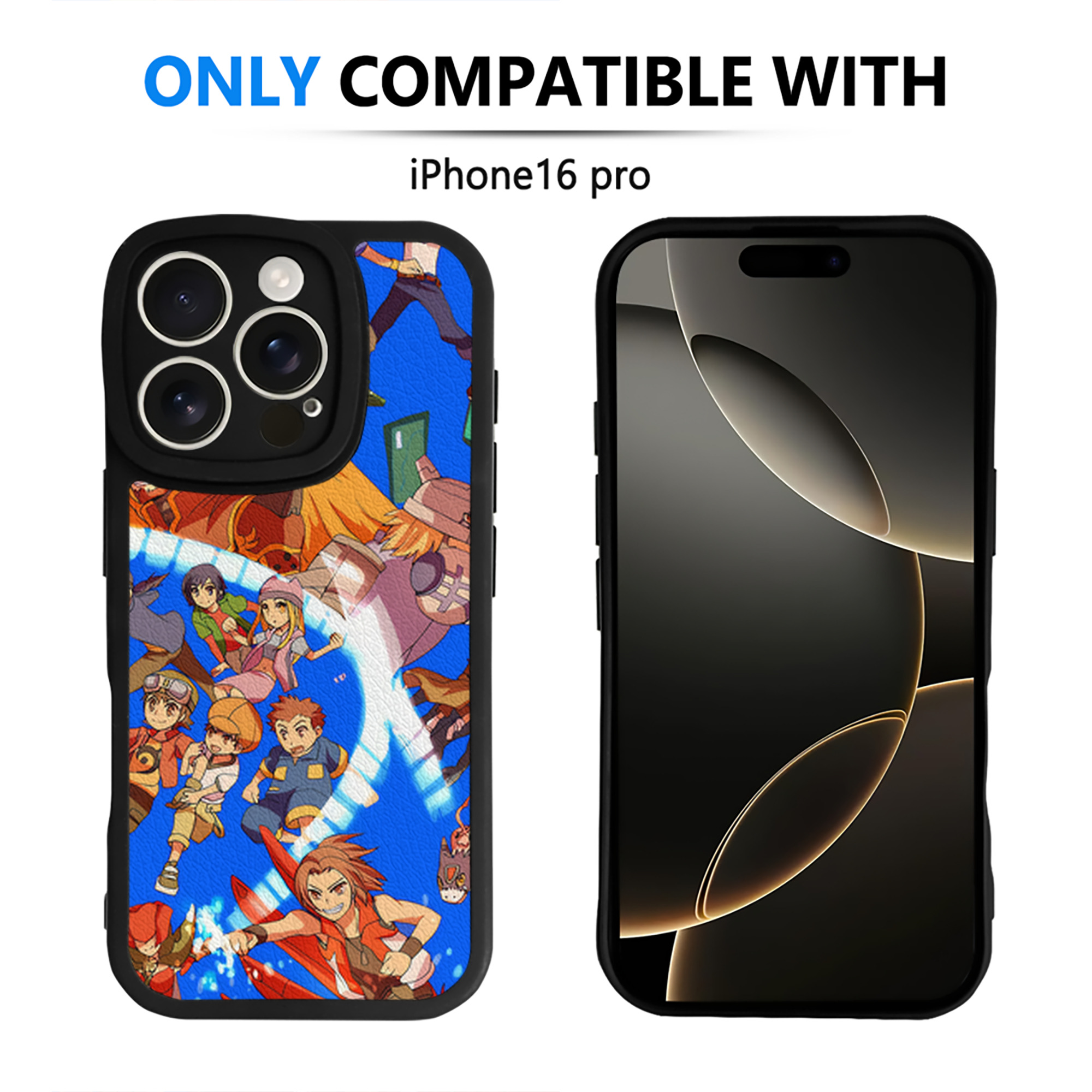 （画像用） Digimon デジタルモンスター/デジモン 【iPhone 16シリーズ対応】シリコンスマホケース（レザー調） 材質：シリコン